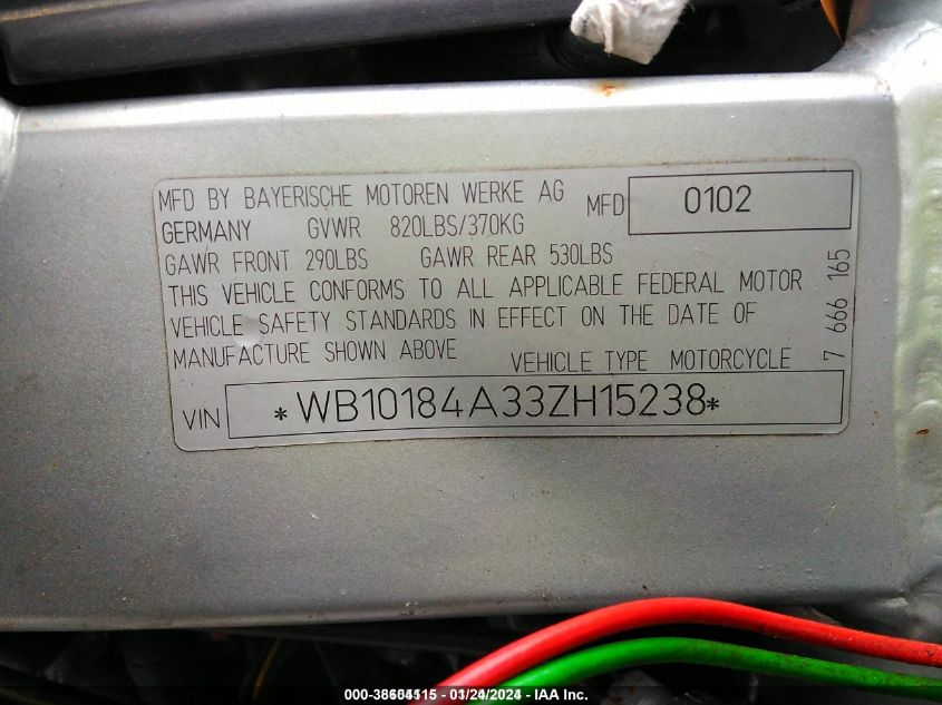 2003 BMW F650 CS WB10184A33ZH15238