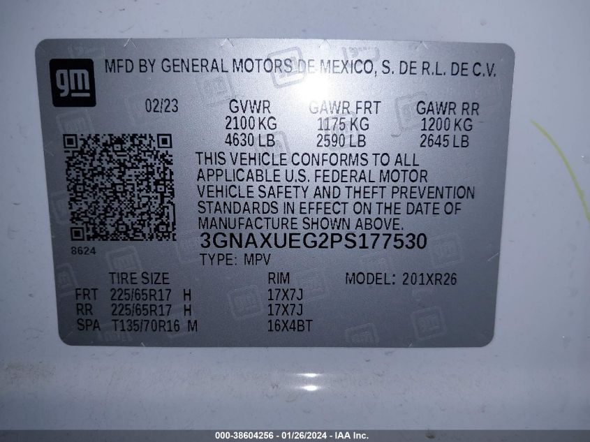 2023 CHEVROLET EQUINOX LT - 3GNAXUEG2PS177530