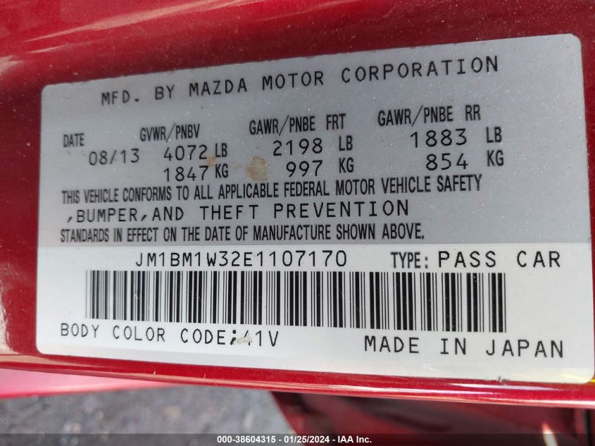 2014 MAZDA MAZDA3 S GRAND TOURING - JM1BM1W32E1107170