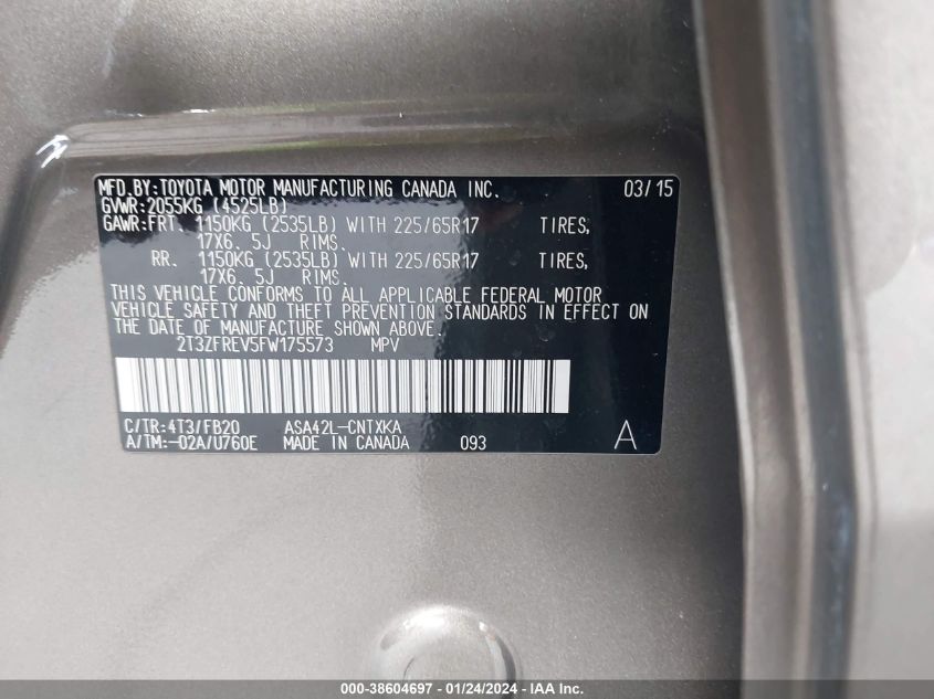 2015 TOYOTA RAV4 LE - 2T3ZFREV5FW175573