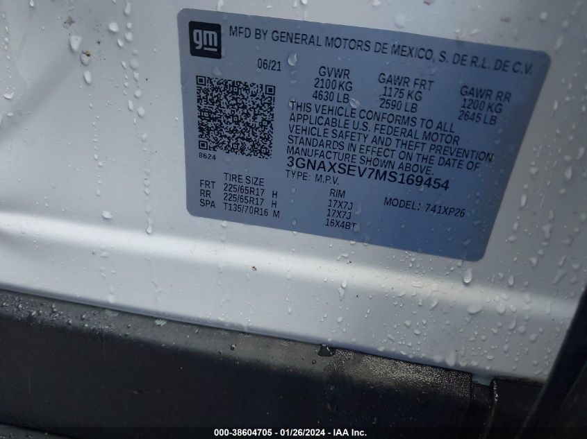 2021 CHEVROLET EQUINOX LS - 3GNAXSEV7MS169454