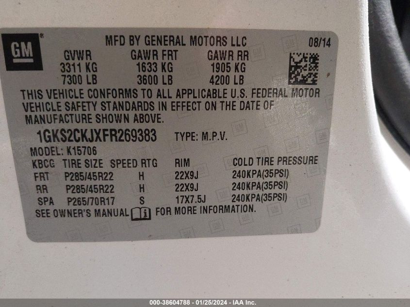 2015 GMC YUKON DENALI - 1GKS2CKJXFR269383