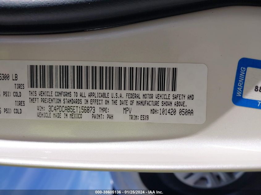 2014 DODGE JOURNEY SE - 3C4PDCAB5ET156873