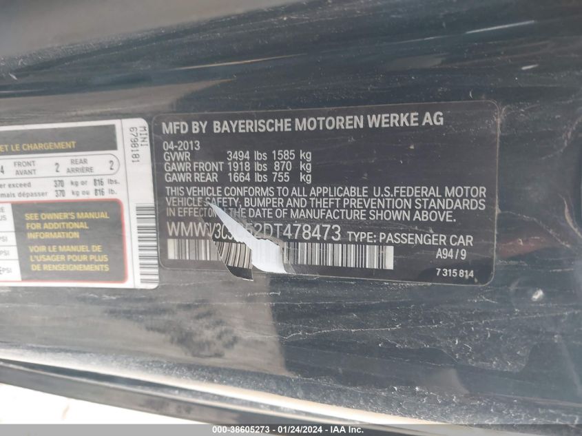 2013 MINI HARDTOP COOPER S - WMWSV3C52DT478473