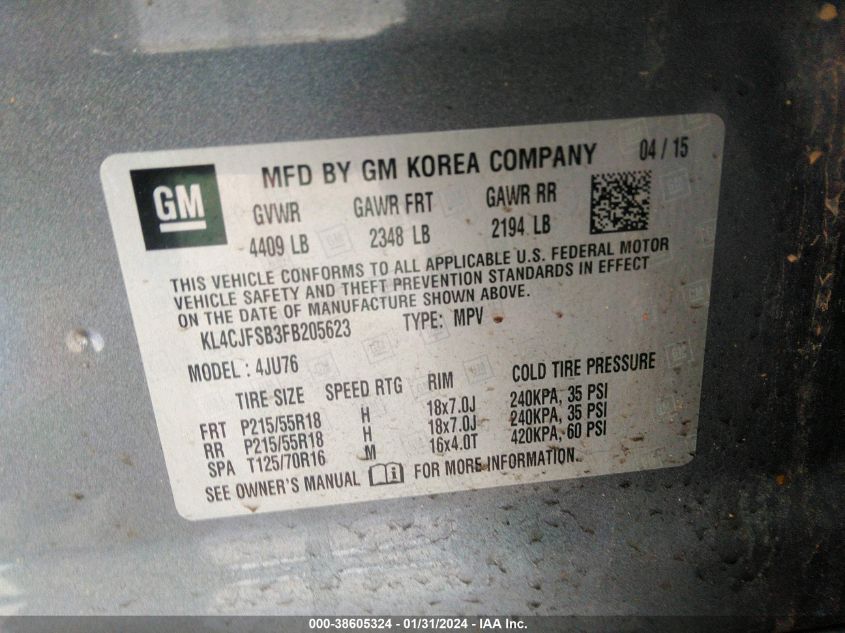 2015 BUICK ENCORE CONVENIENCE - KL4CJFSB3FB205623