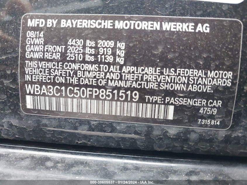 2015 BMW 328I - WBA3C1C50FP851519