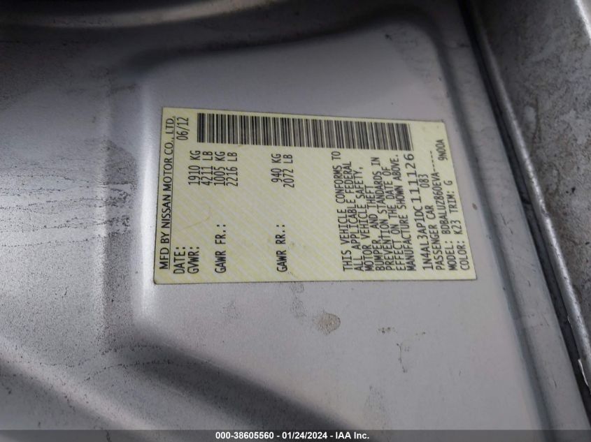 2013 NISSAN ALTIMA 2.5 SV - 1N4AL3AP1DC111126