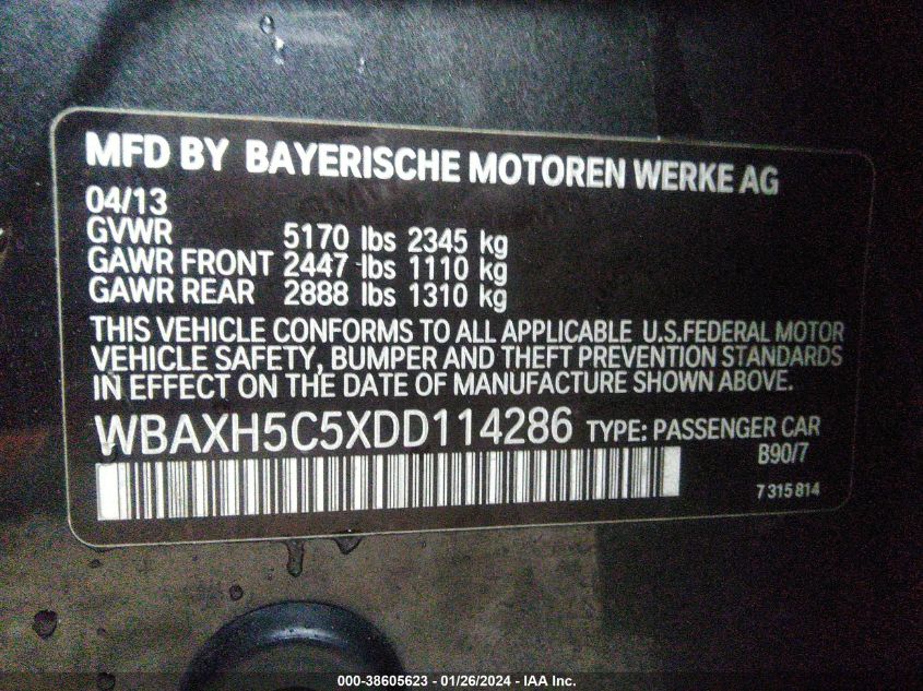 2013 BMW 528I XDRIVE - WBAXH5C5XDD114286