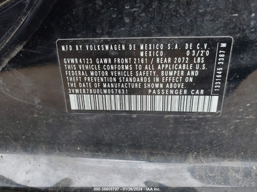 2020 VOLKSWAGEN JETTA 1.4T SEL - 3VWEB7BU0LM057631