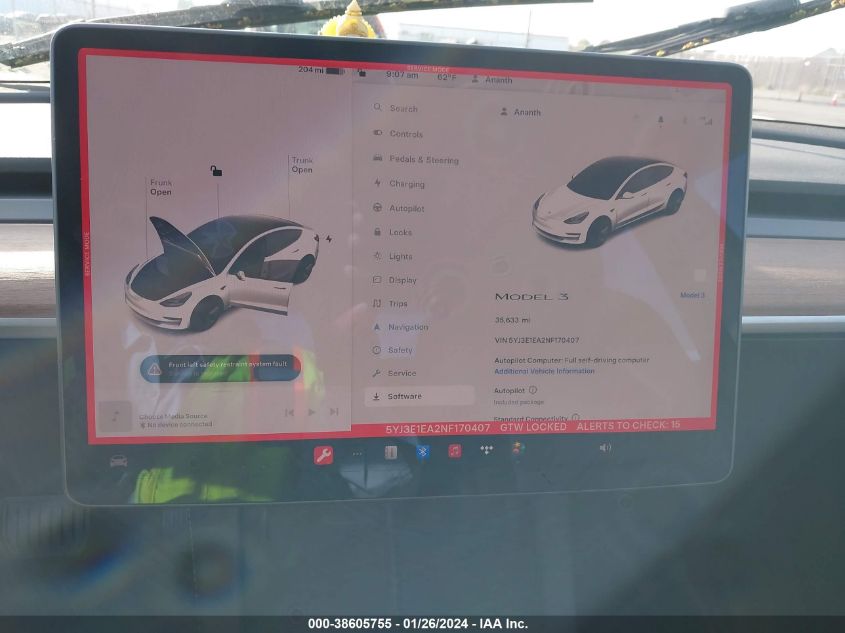 2022 TESLA MODEL 3 - 5YJ3E1EA2NF170407