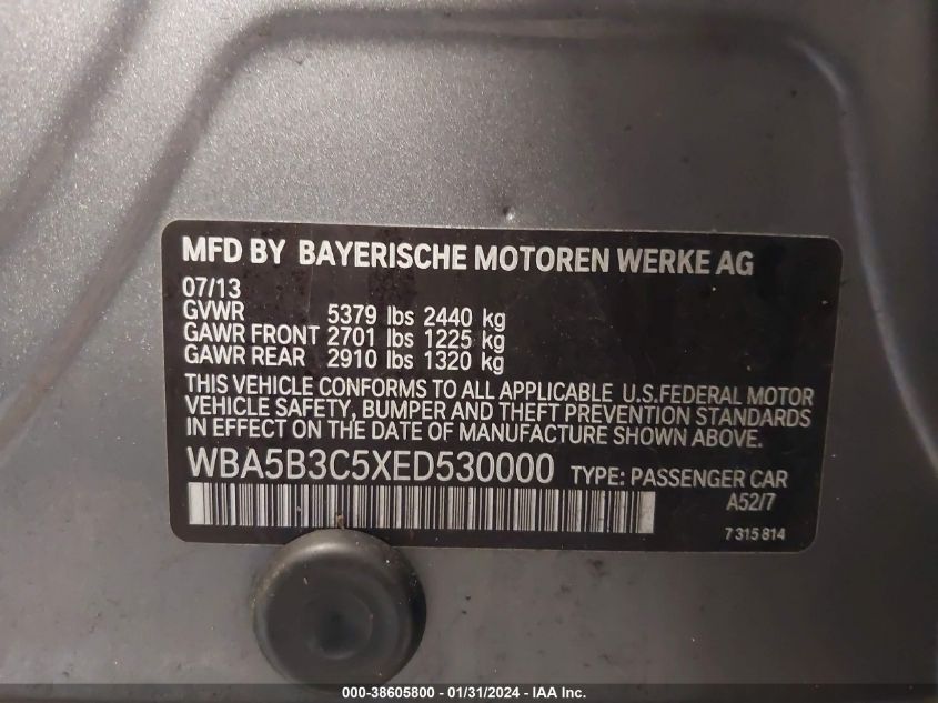 2014 BMW 535I XDRIVE - WBA5B3C5XED530000
