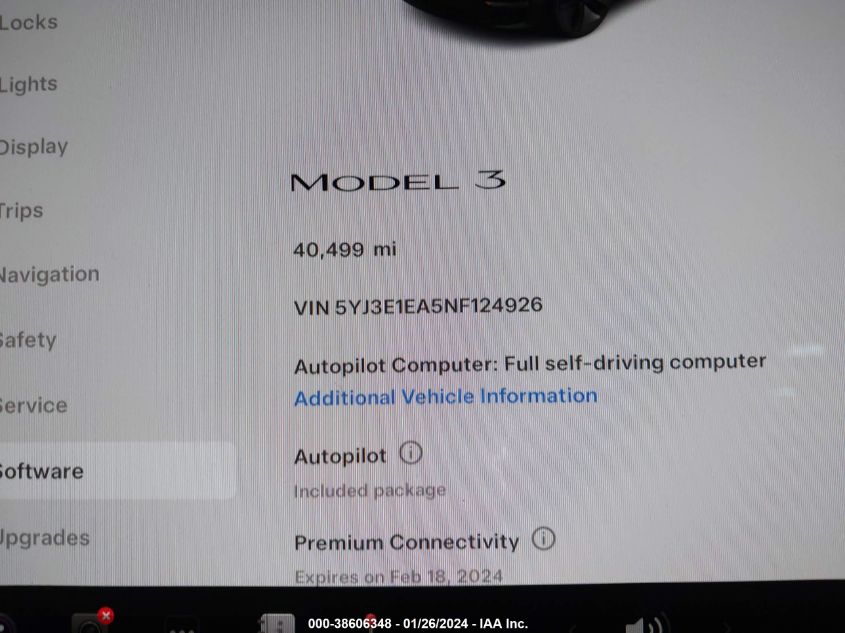 2022 TESLA MODEL 3 - 5YJ3E1EA5NF124926