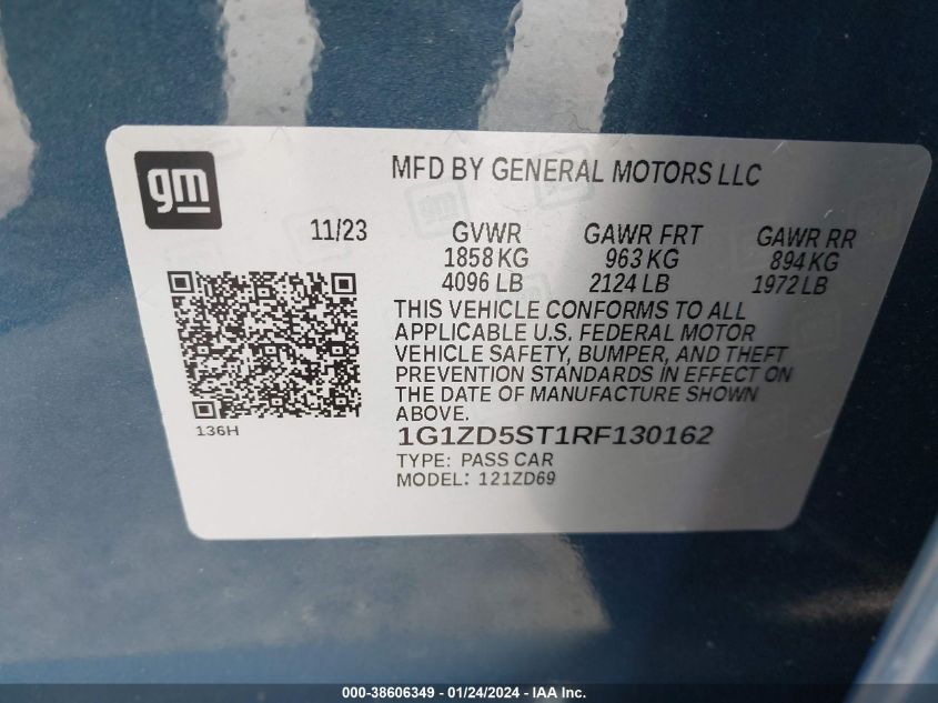 2024 CHEVROLET MALIBU FWD 1LT - 1G1ZD5ST1RF130162