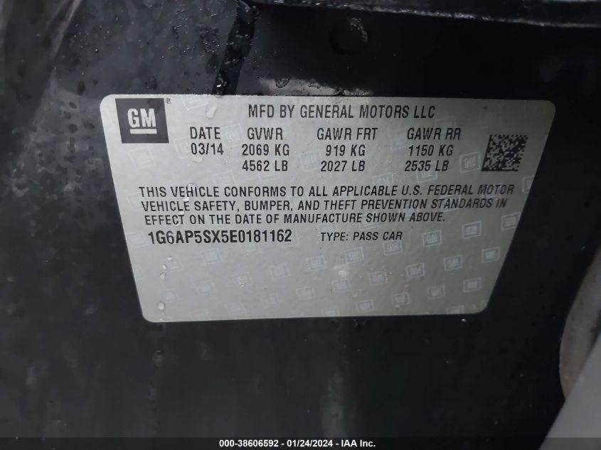 2014 CADILLAC CTS STANDARD - 1G6AP5SX5E0181162