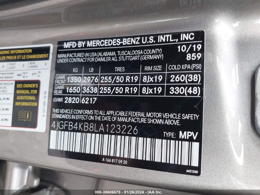 2020 MERCEDES-BENZ GLE 350 4MATIC - 4JGFB4KB8LA123226