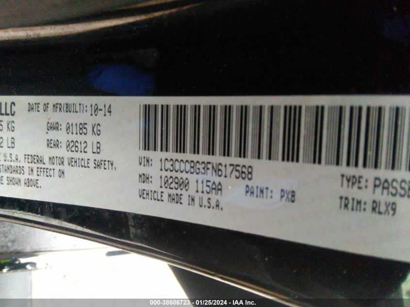 2015 CHRYSLER 200 S - 1C3CCCBG3FN617568