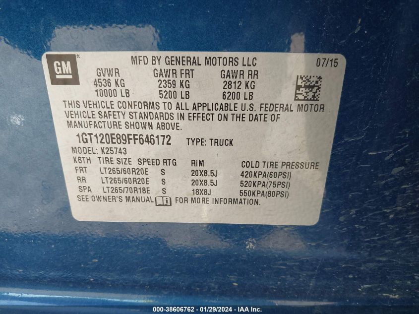 2015 GMC SIERRA 2500HD DENALI - 1GT120E89FF646172