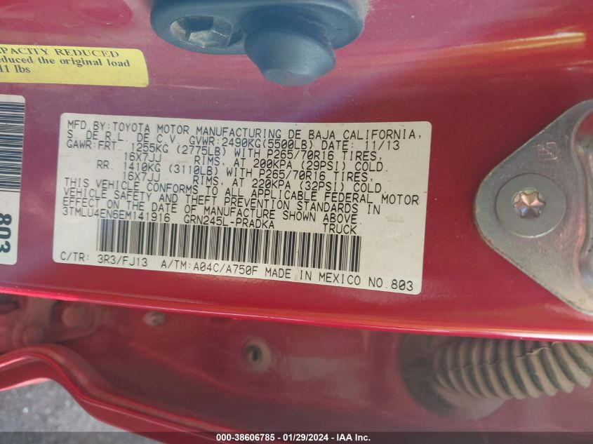 2014 TOYOTA TACOMA BASE V6 - 3TMLU4EN6EM141916