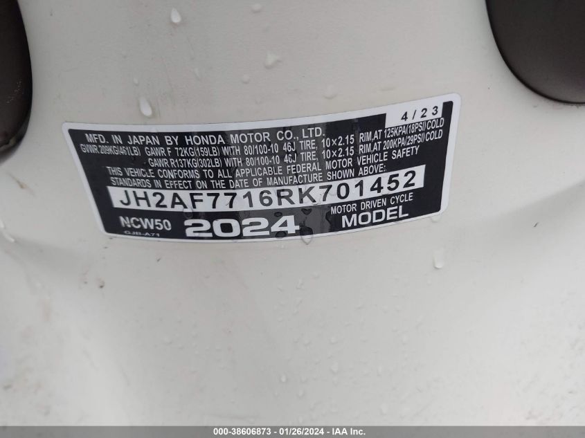 2024 HONDA NCW50 JH2AF7716RK701452