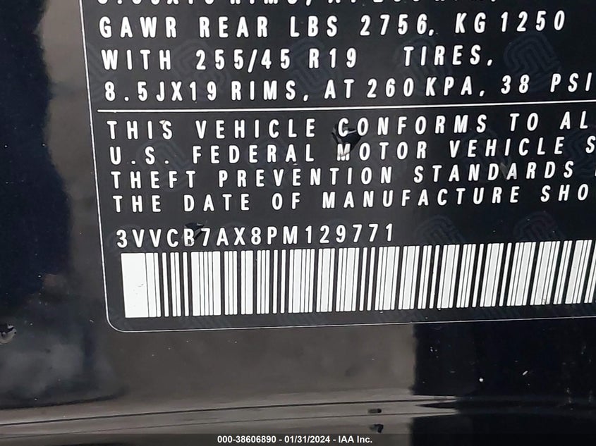 VIN 3VVCB7AX8PM129771 2023 VOLKSWAGEN TIGUAN SE R-LINE BLACK
