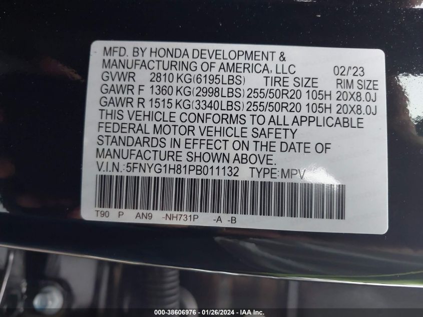 2023 HONDA PILOT ELITE - 5FNYG1H81PB011132