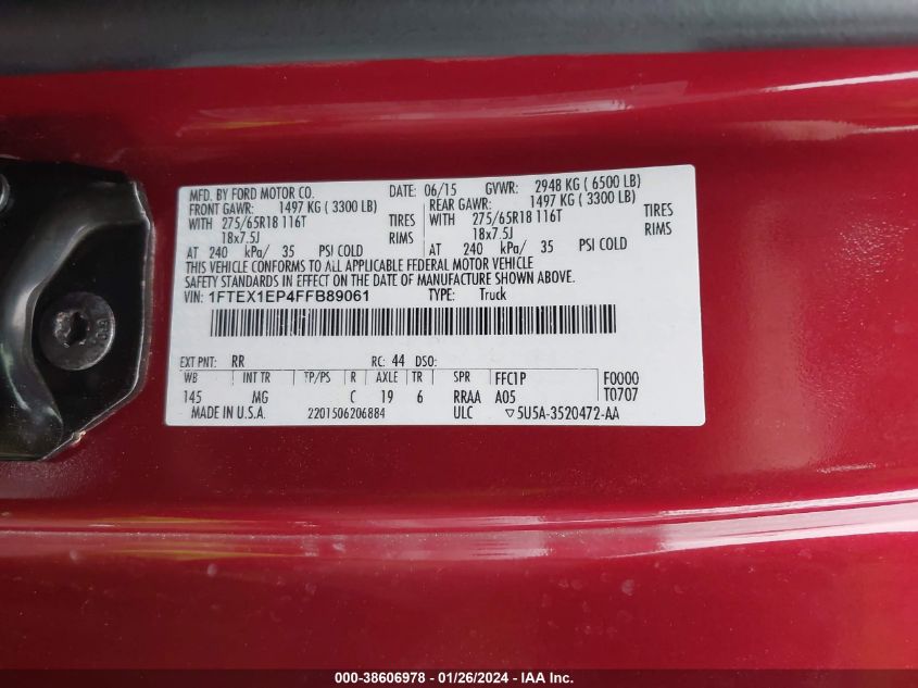 2015 FORD F-150 XLT - 1FTEX1EP4FFB89061