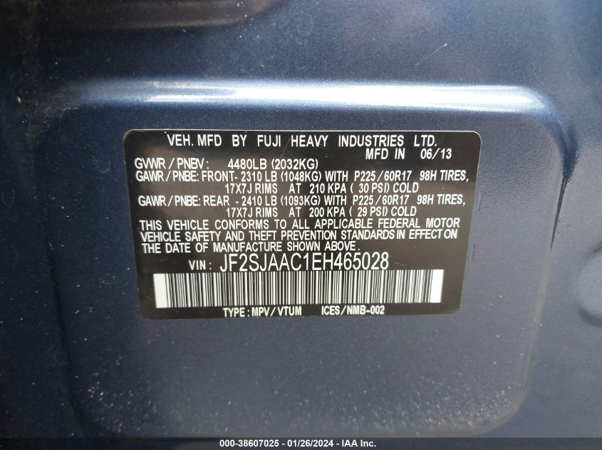 2014 SUBARU FORESTER 2.5I - JF2SJAAC1EH465028