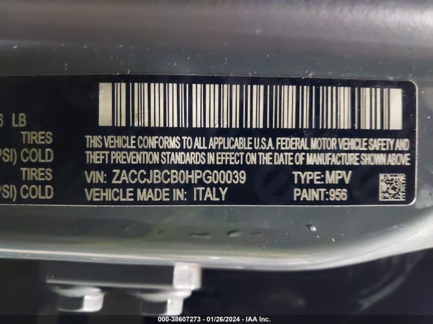 2017 JEEP RENEGADE TRAILHAWK - ZACCJBCB0HPG00039