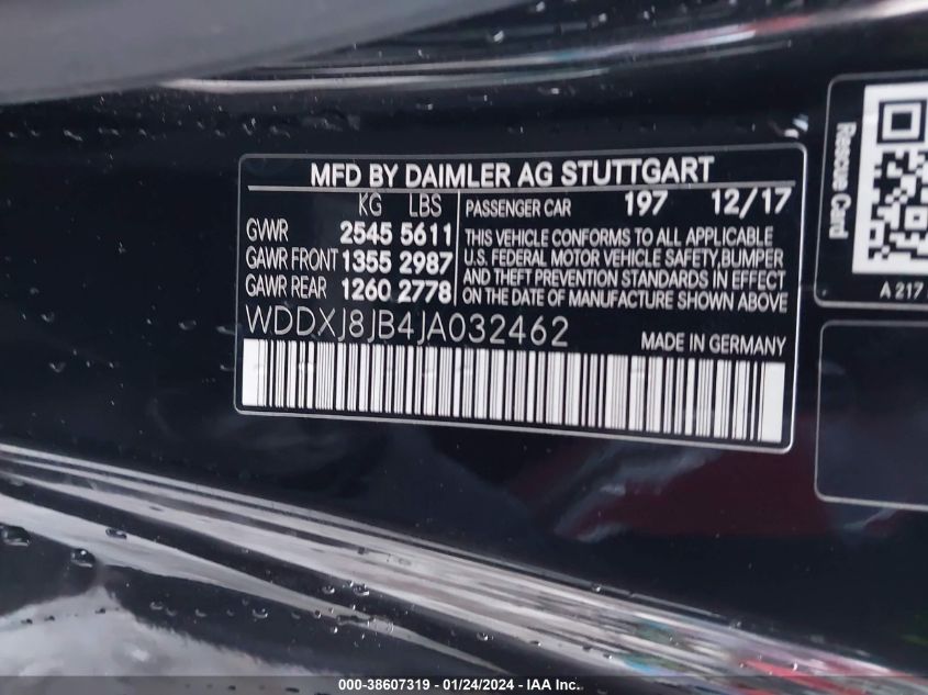 2018 MERCEDES-BENZ AMG S 63 4MATIC WDDXJ8JB4JA032462