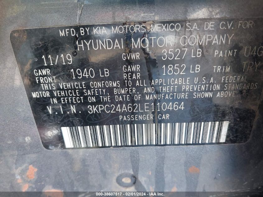 2020 HYUNDAI ACCENT SE - 3KPC24A62LE110464