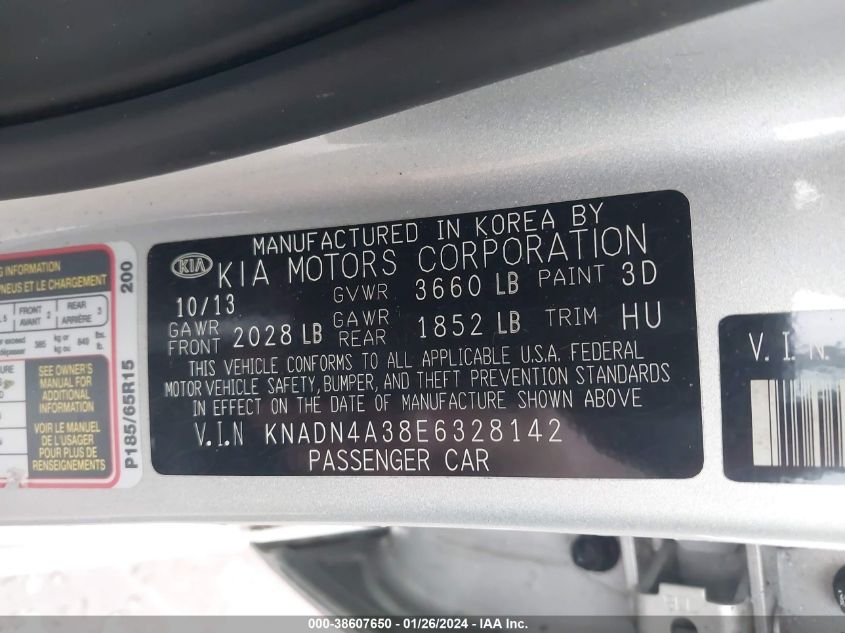 2014 KIA RIO EX - KNADN4A38E6328142