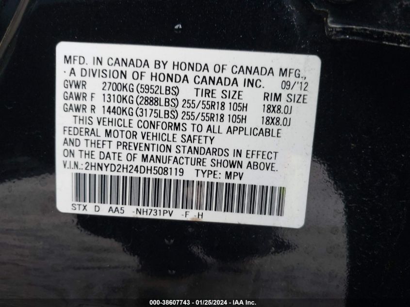 2013 ACURA MDX - 2HNYD2H24DH508119