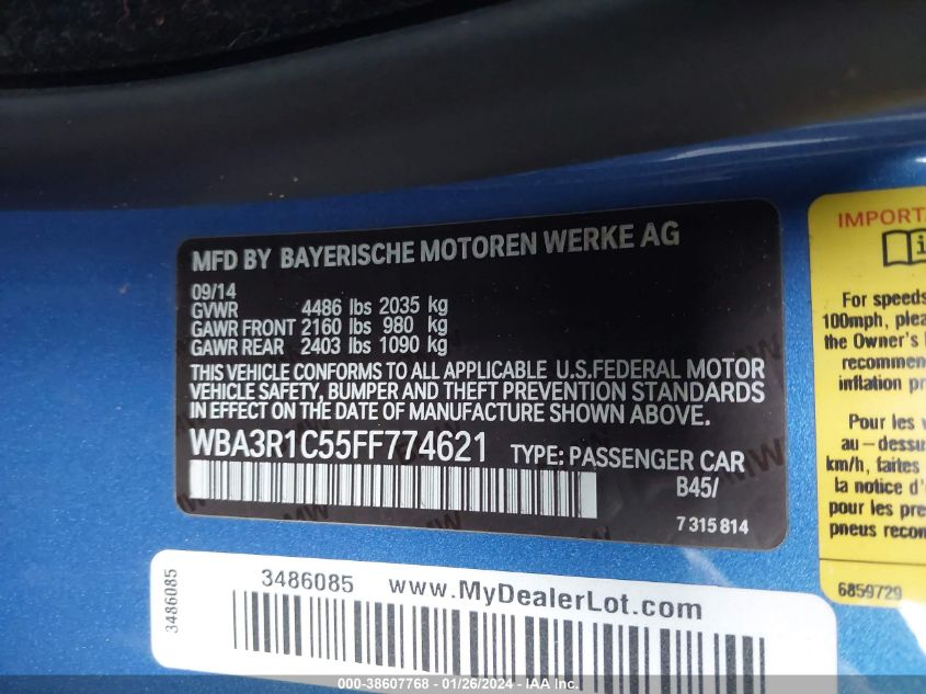 2015 BMW 435I - WBA3R1C55FF774621