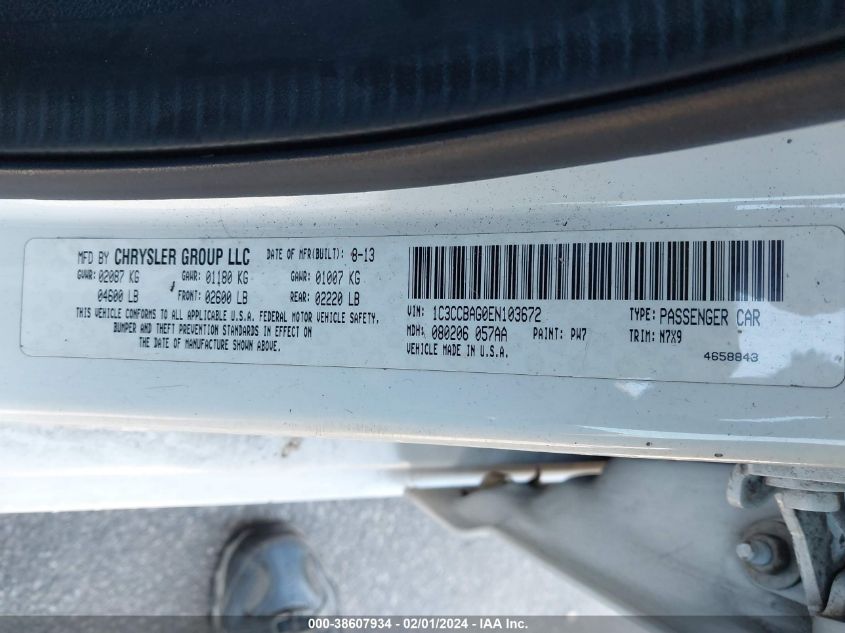 2014 CHRYSLER 200 LX - 1C3CCBAG0EN103672