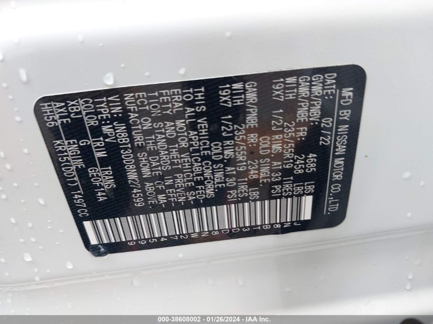 2022 NISSAN ROGUE PLATINUM - JN8BT3DD8NW274599