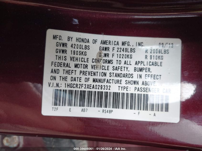 2014 HONDA ACCORD LX - 1HGCR2F3XEA029332