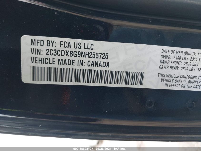 2022 DODGE CHARGER SXT - 2C3CDXBG9NH255726