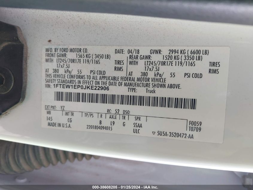 2018 FORD F-150 XL - 1FTEW1EP0JKE22906