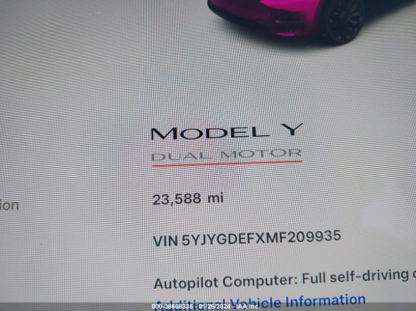 2021 TESLA MODEL Y - 5YJYGDEFXMF209935