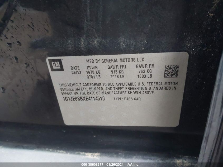 2014 CHEVROLET SONIC LTZ - 1G1JE6SBXE4114510