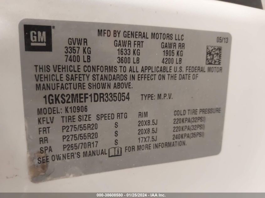 2013 GMC YUKON XL 1500 DENALI - 1GKS2MEF1DR335054