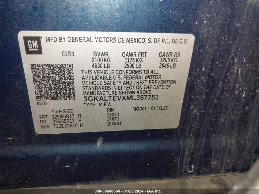 2021 GMC TERRAIN AWD SLE - 3GKALTEVXML357751