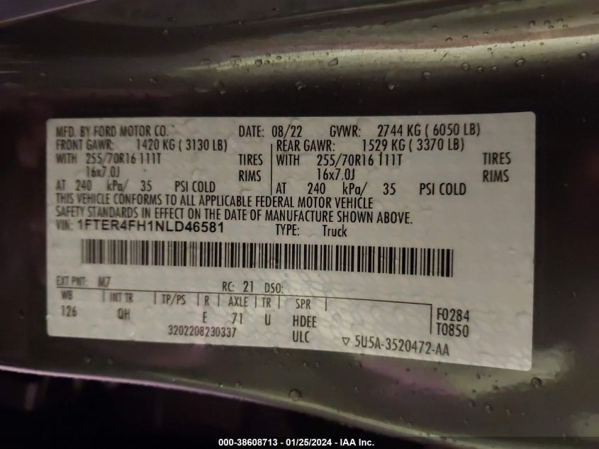 2022 FORD RANGER XL - 1FTER4FH1NLD46581