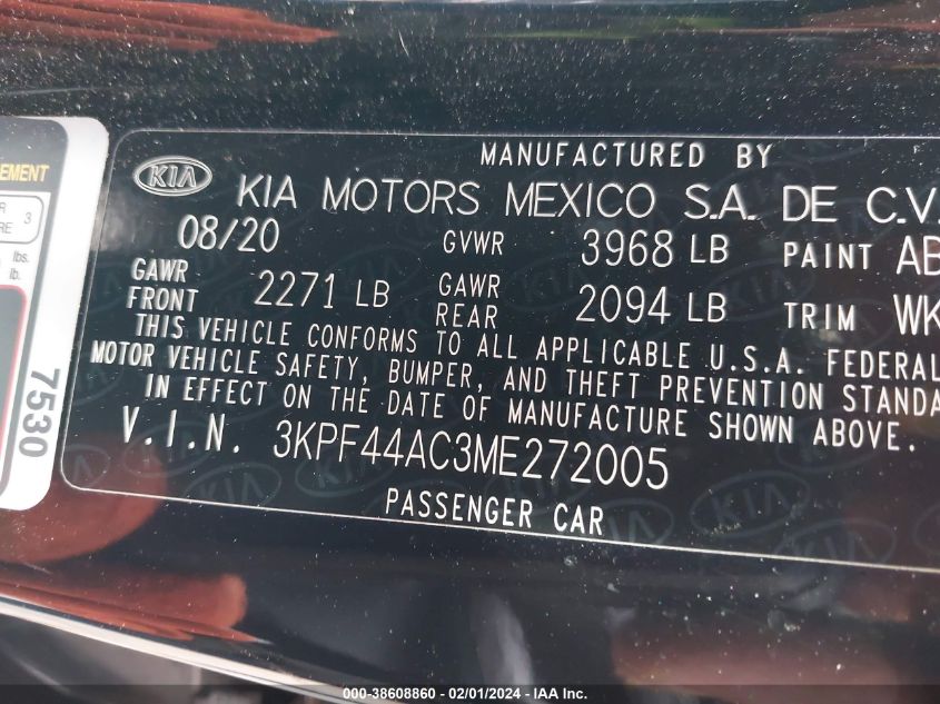 2021 KIA FORTE GT - 3KPF44AC3ME272005