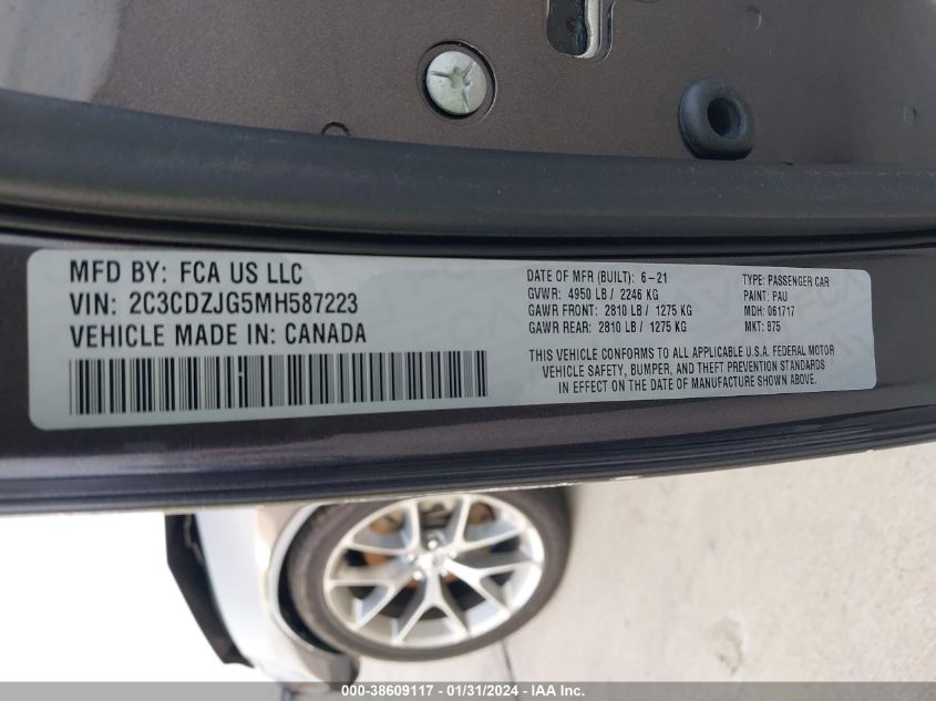 2021 DODGE CHALLENGER GT - 2C3CDZJG5MH587223