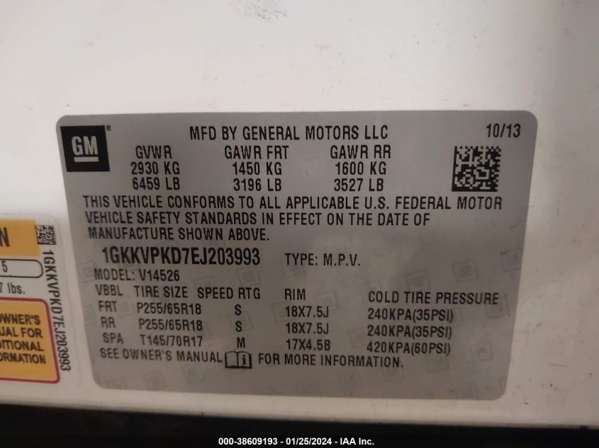 2014 GMC ACADIA SLE - 1GKKVPKD7EJ203993