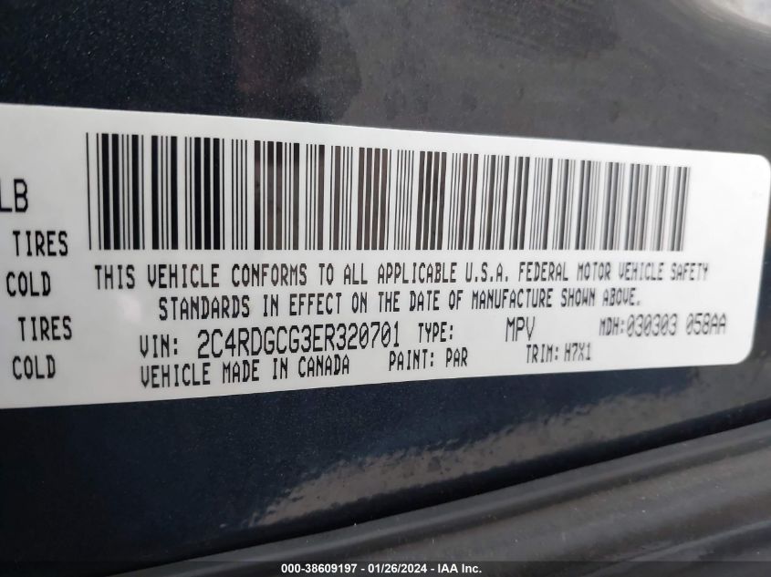 2014 DODGE GRAND CARAVAN SXT - 2C4RDGCG3ER320701