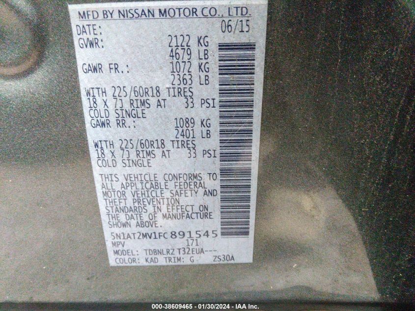 2015 NISSAN ROGUE S/SL/SV - 5N1AT2MV1FC891545
