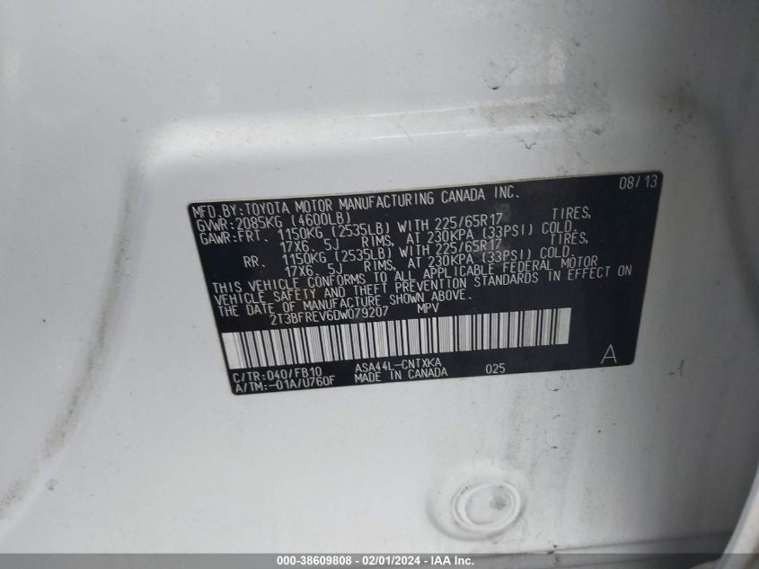 2013 TOYOTA RAV4 LE - 2T3BFREV6DW079207