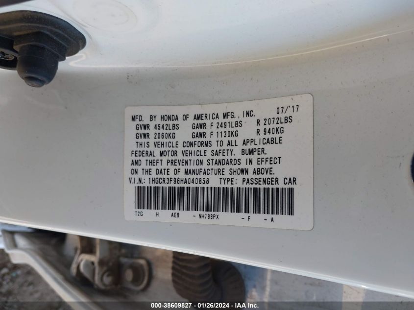 2017 HONDA ACCORD TOURING - 1HGCR3F96HA040858